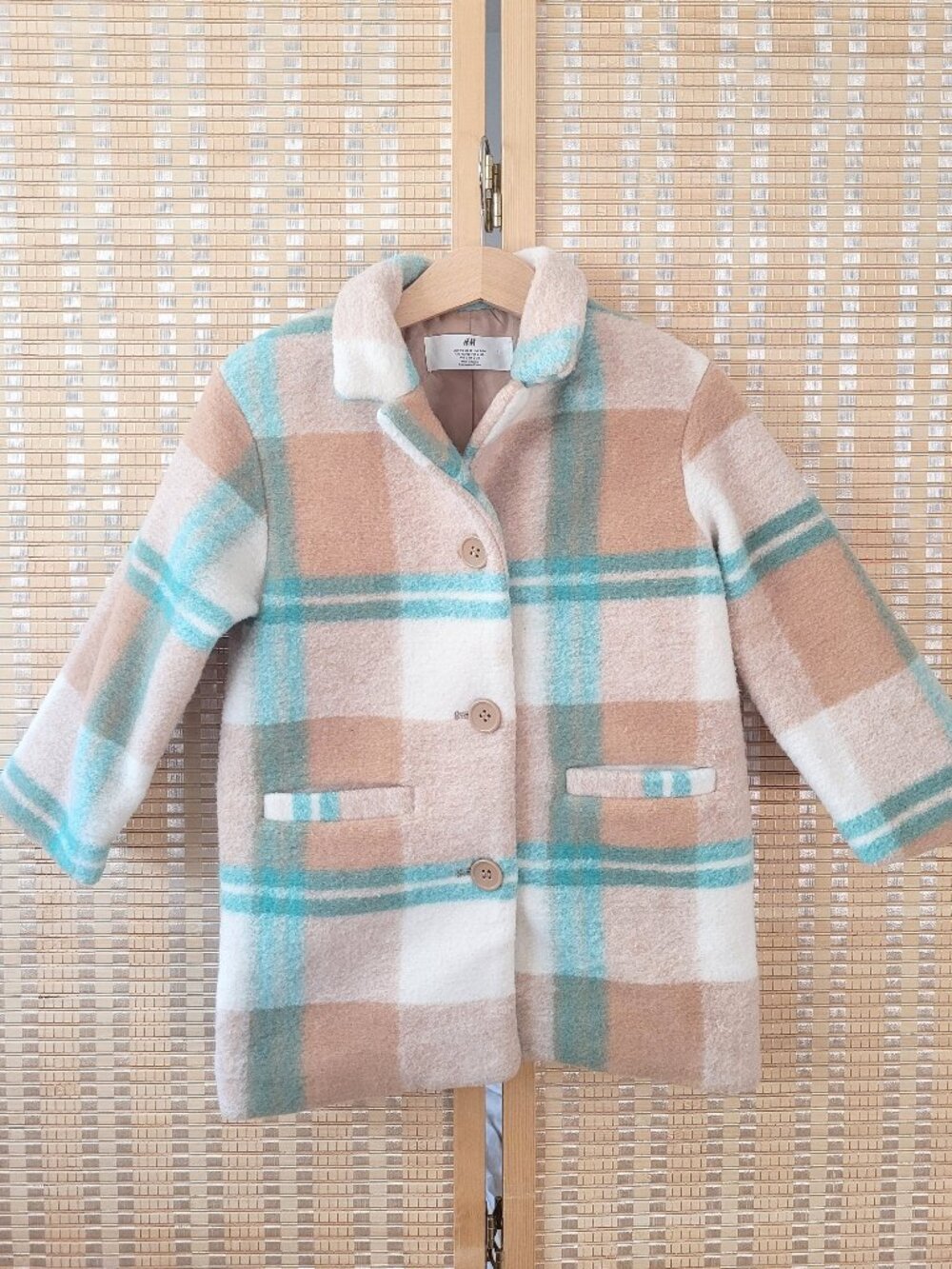 H&M Girl's Wool Gingham PeaCoat